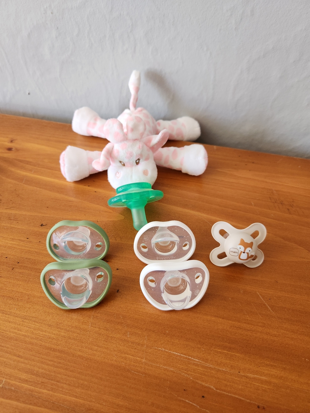 NWOT Nanobebe, Mam, and Nookums Pink Plush Giraffe Pacifier Bundle